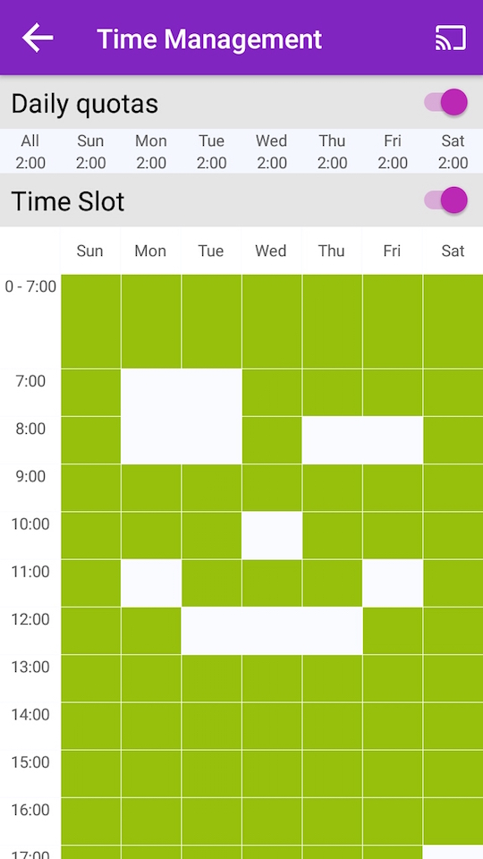 Set screen time through Xooloo App Kids time settings
