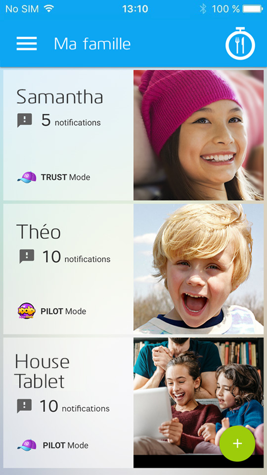 Select a child profile in order to check its usage